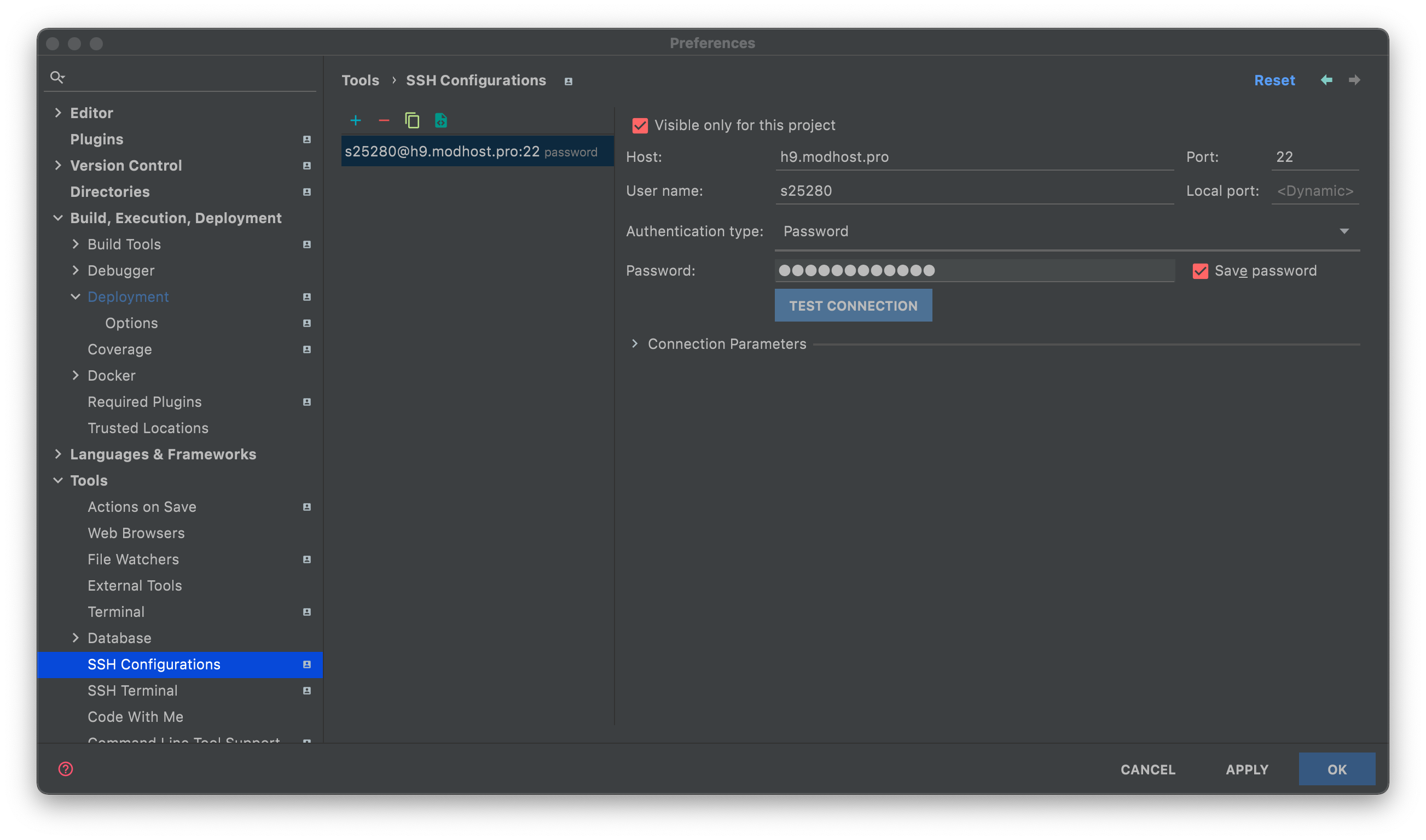 Настройка SSH доступа в PHP Storm